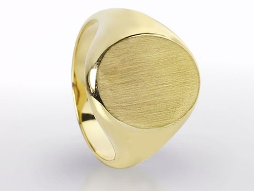 Goldener Siegelring mit glatter, mattierter Platte